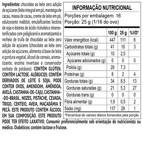 Ovo de Páscoa Recheado laCreme ao Leite Zero Adição de Açúcar 400g