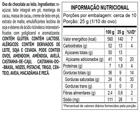 Ovo de Páscoa Clássicos ao Leite com Bombons 280g